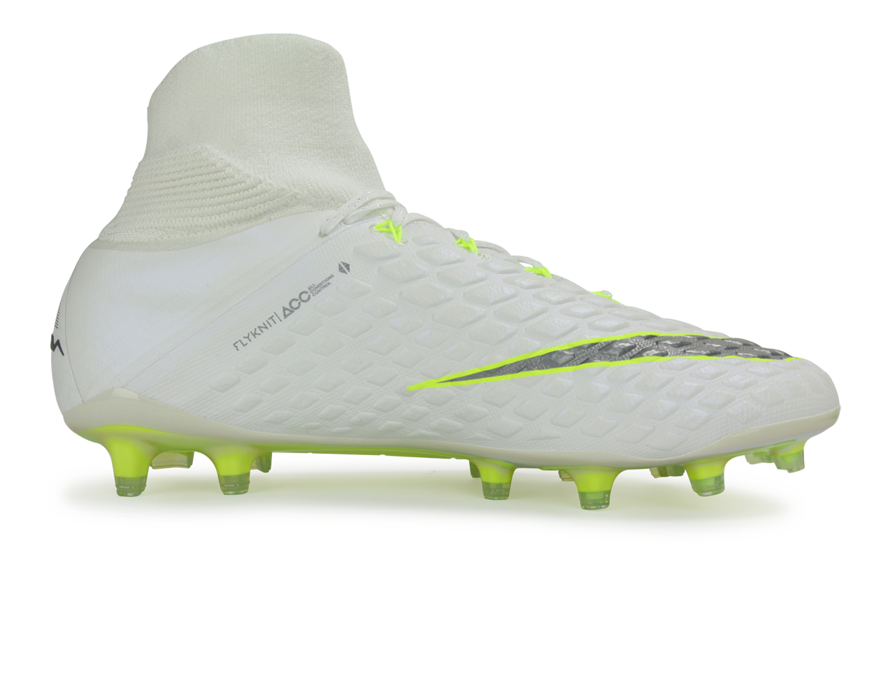 Nike Men s Hypervenom 3 Elite DF FG White Metallic Cool Grey Volt Azteca Soccer