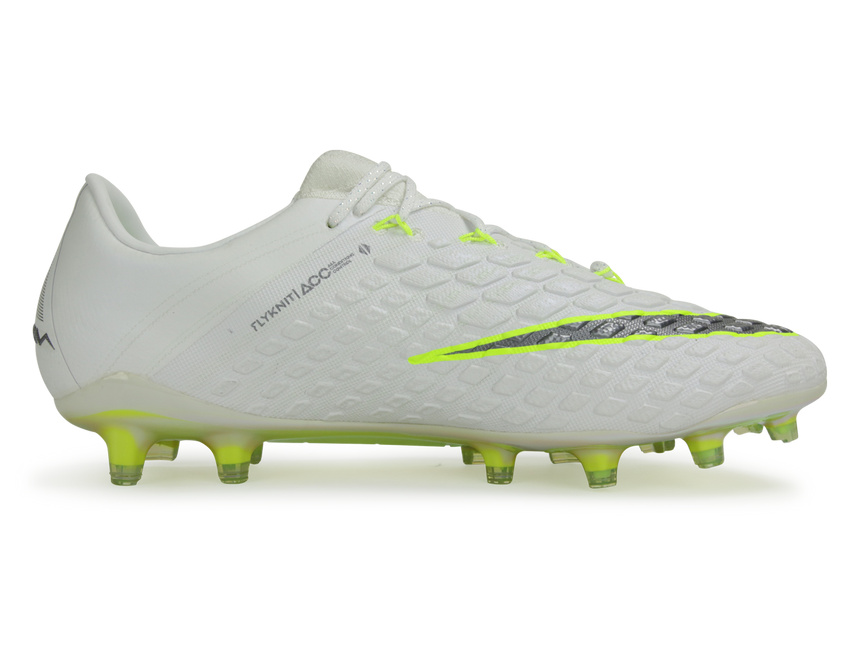 Nike Men's Hypervenom Phantom III Elite FG White/Volt/Metallic Cool Grey