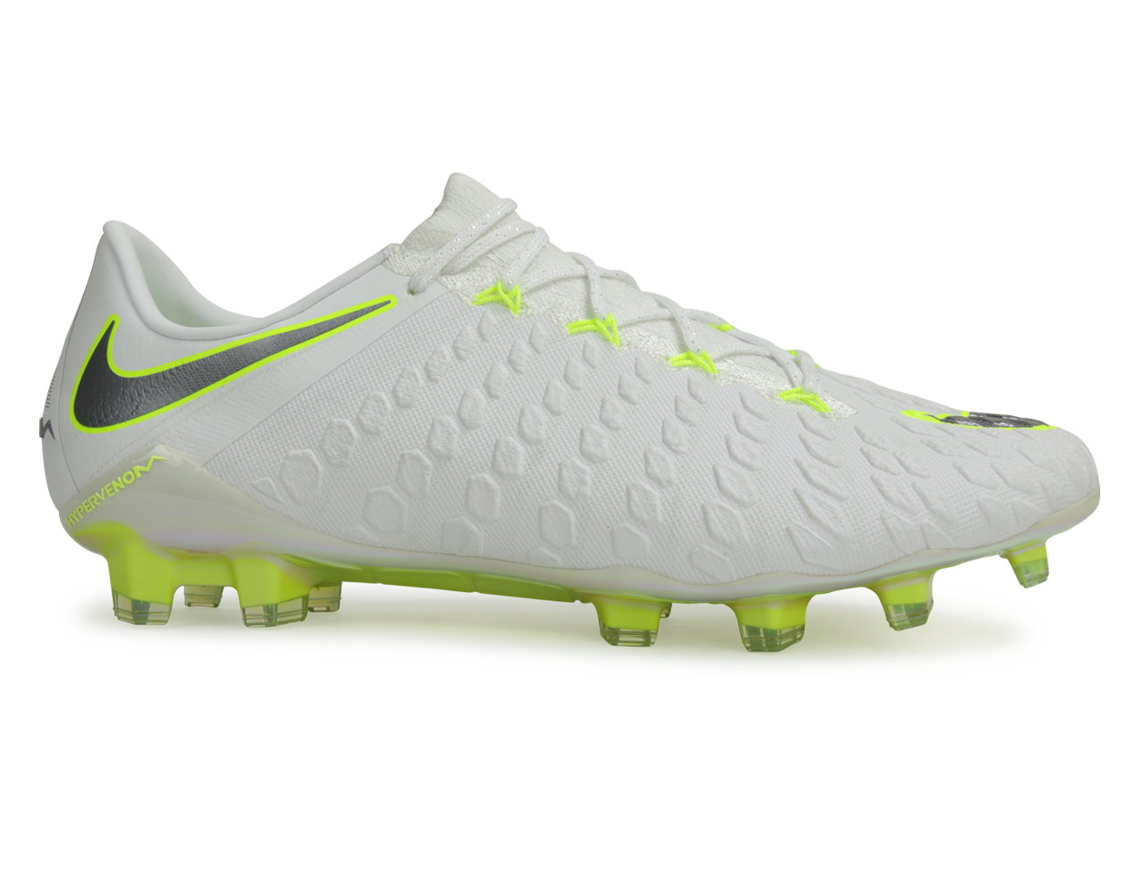 Nike Men s Hypervenom Phantom III Elite FG White Volt Metallic