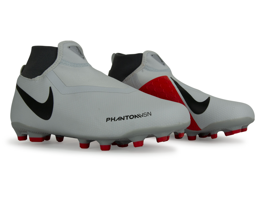 Nike Kids PhantomVSN Academy DF FG/MG Pure Platinum Black/Light Crimson/Dark Grey
