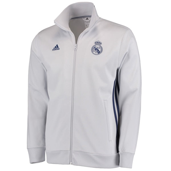 adidas Men's Real Madrid 3 Stripes Track Jacket White