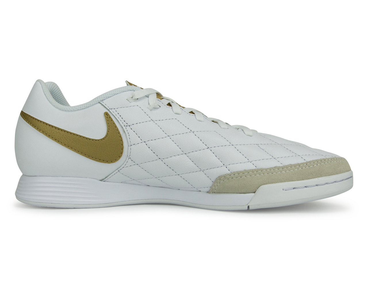 Nike Men's Tiempo LegendX 7 Club 10R Indoor Soccer Shoes White/Metallic Gold
