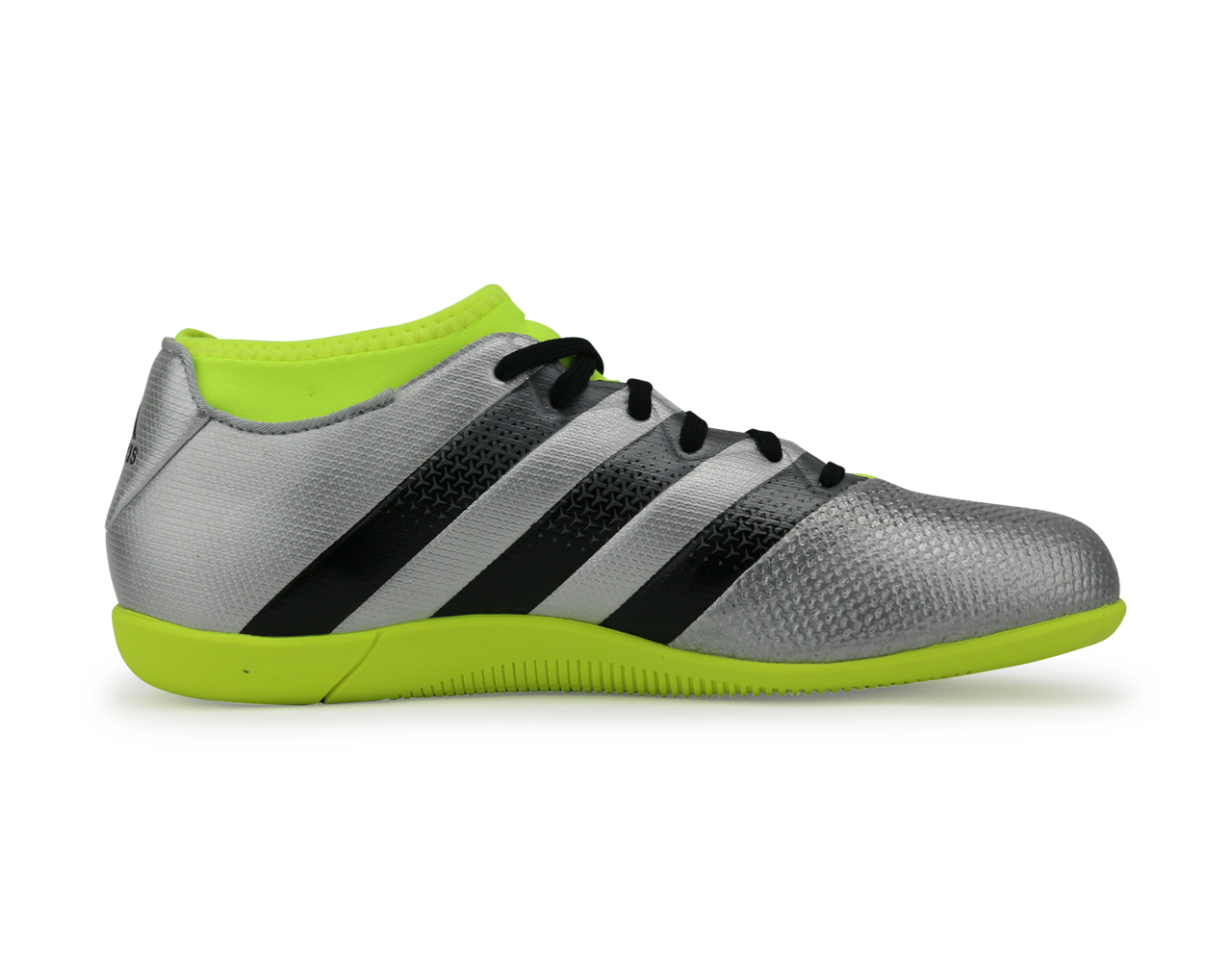 adidas Men's ACE 16.3 Primemesh Indoor Soccer Shoes Silver Metallic/Core Black/Solar Yellow