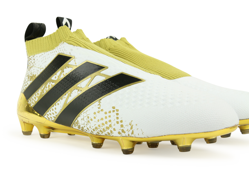 adidas Men's ACE 16+ PURECONTROL FG White/Core Black/Gold Metalic Azteca Soccer adidas Men's ACE 16+ PURECONTROL FG White/Core Black/Gold Metalic Azteca Soccer