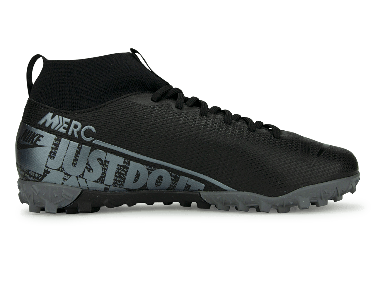 Nike Kids Mercurial Superfly 7 Academy Turf Soccer Shoes Black/Metalic Cool Grey