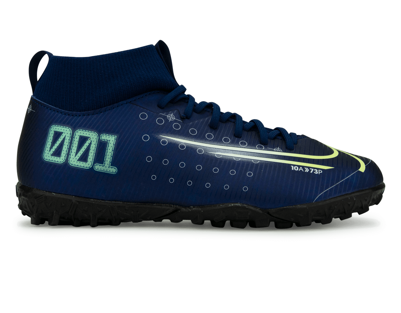 Nike Kids Mercurial Superfly 7 Academy MDS Turf Soccer Shoes Blue Void/Barely Volt/White