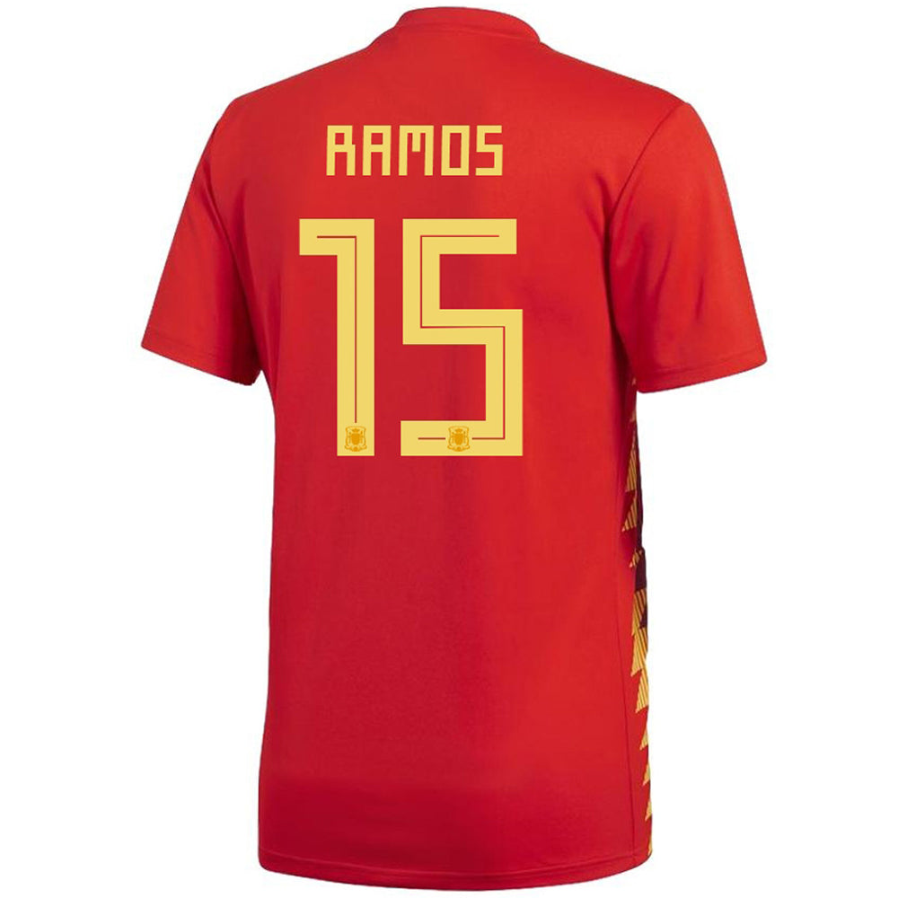adidas Men's Spain 18/19 Authentic Ramos Home Jersey Red/Bold Gold