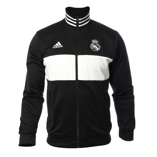 adidas Men's Real Madrid 3 Strip Track Jacket Black/White