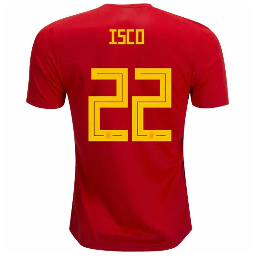 adidas Men's Spain 18/19 Isco Home Jersey Red/Bold Gold