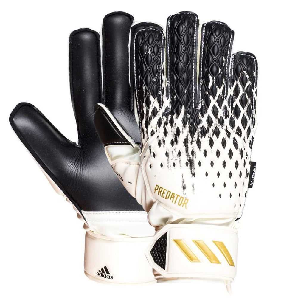 adidas Kids Predator 20 Match Fingersave Goalkeeper Gloves White/Black/Gold Metallic
