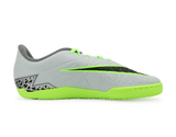Nike Kids HypervenomX Phelon II Indoor Soccer Shoes Pure Platinum/Black/Ghost Green