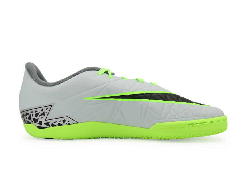 Nike Kids HypervenomX Phelon II Indoor Soccer Shoes Pure Platinum/Black/Ghost Green
