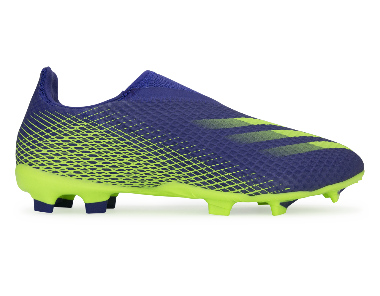 adidas Kids X Ghosted.3 Laceless FG Energy Ink/Signal Green Side View