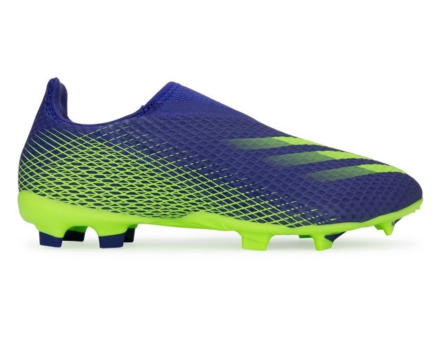 adidas Kids X Ghosted.3 Laceless FG Energy Ink/Signal Green Side View
