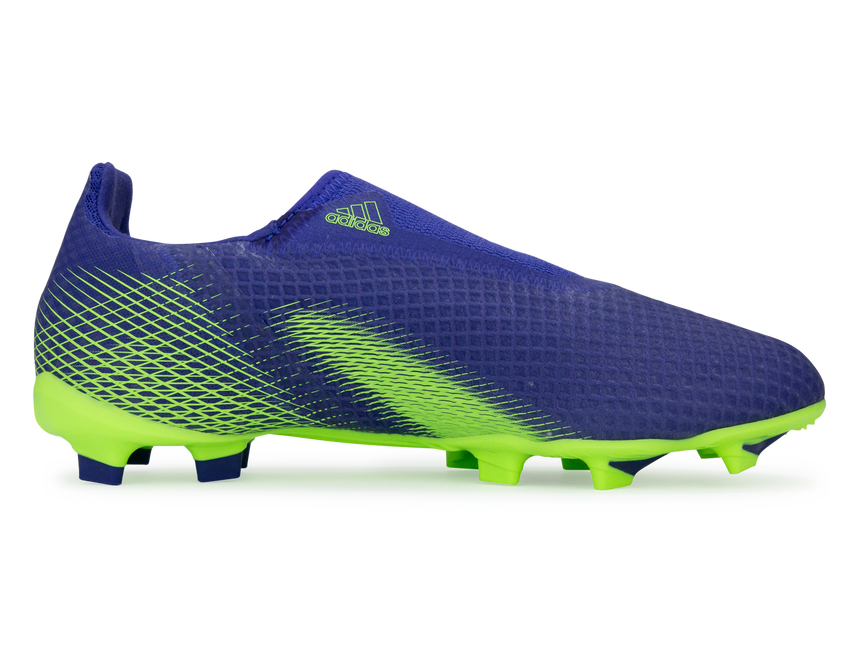 adidas Kids X Ghosted.3 Laceless FG Energy Ink/Signal Green Side View 2