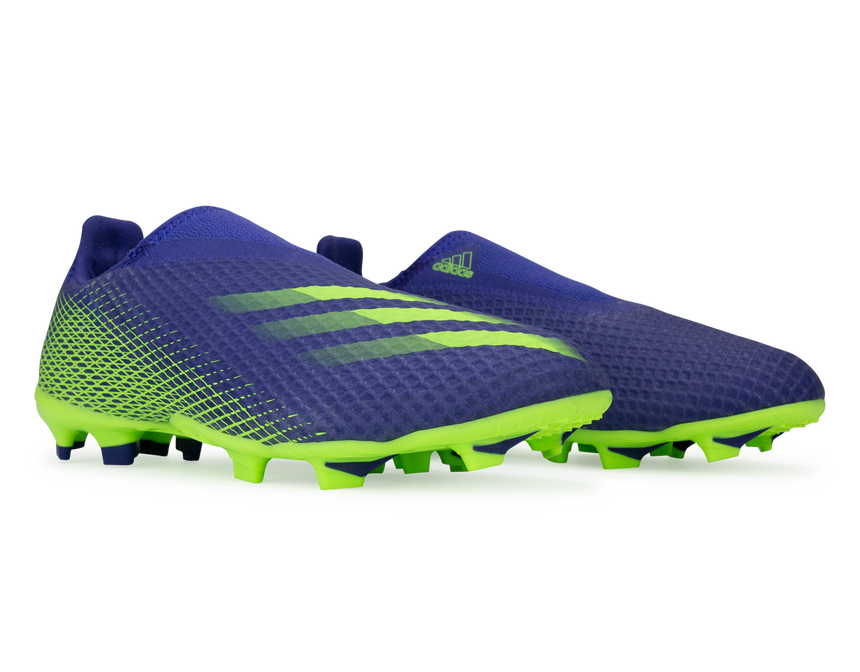 adidas Kids X Ghosted.3 Laceless FG Energy Ink/Signal Green Together