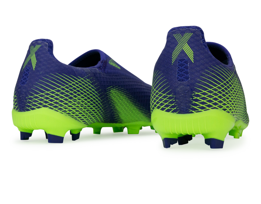 adidas Kids X Ghosted.3 Laceless FG Energy Ink/Signal Green Rear