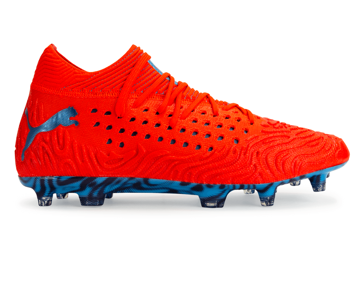 PUMA Men s FUTURE 19.1 NetFit FG AG Red Blast Bleu Azur Azteca