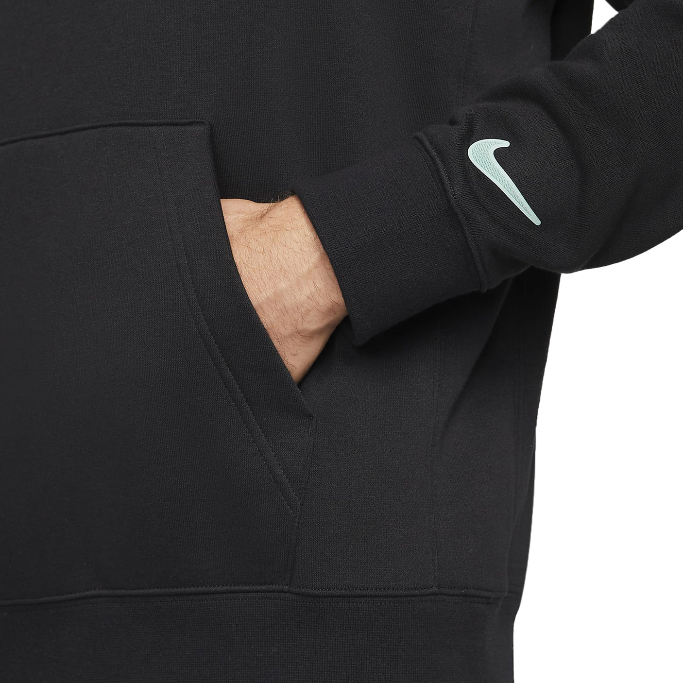 Nike Mens Club America 2022 Fleece Pullover Hoodie Black/Teal  Swoosh Pocket