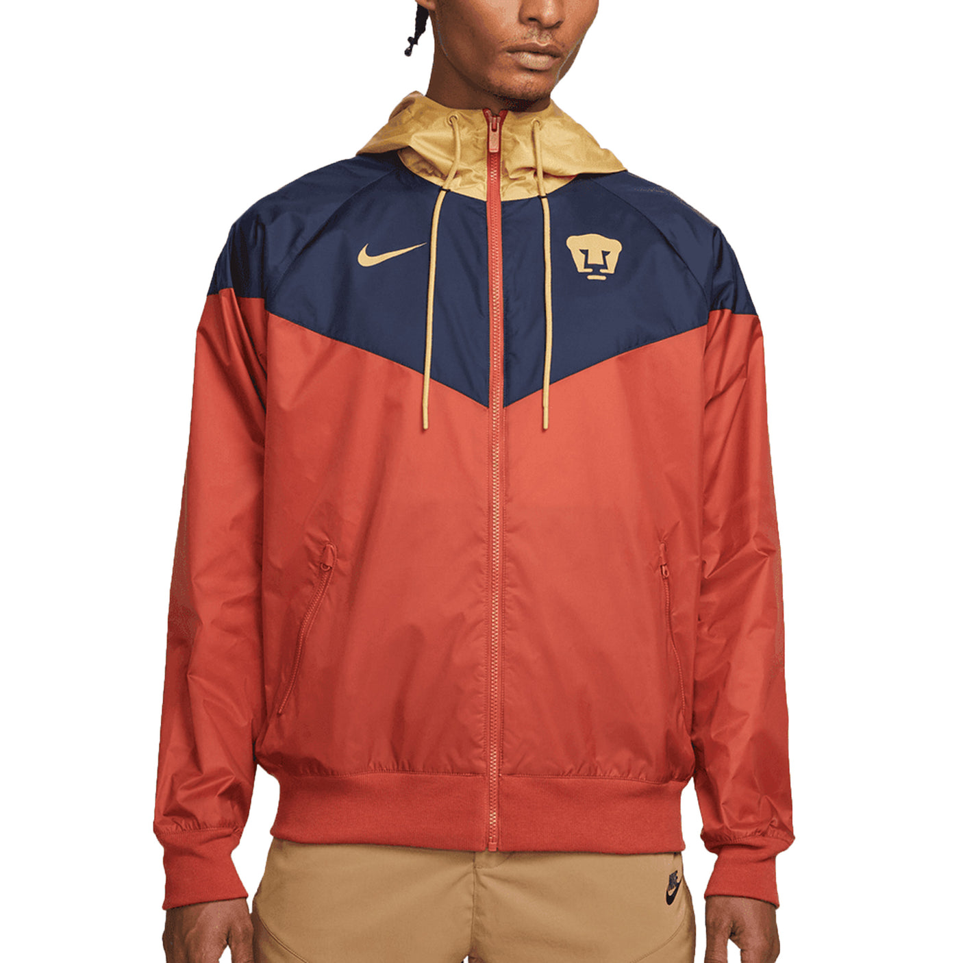 Nike Mens Pumas UNAM Windrunner Jacket 2022 Red/Navy/Gold Front