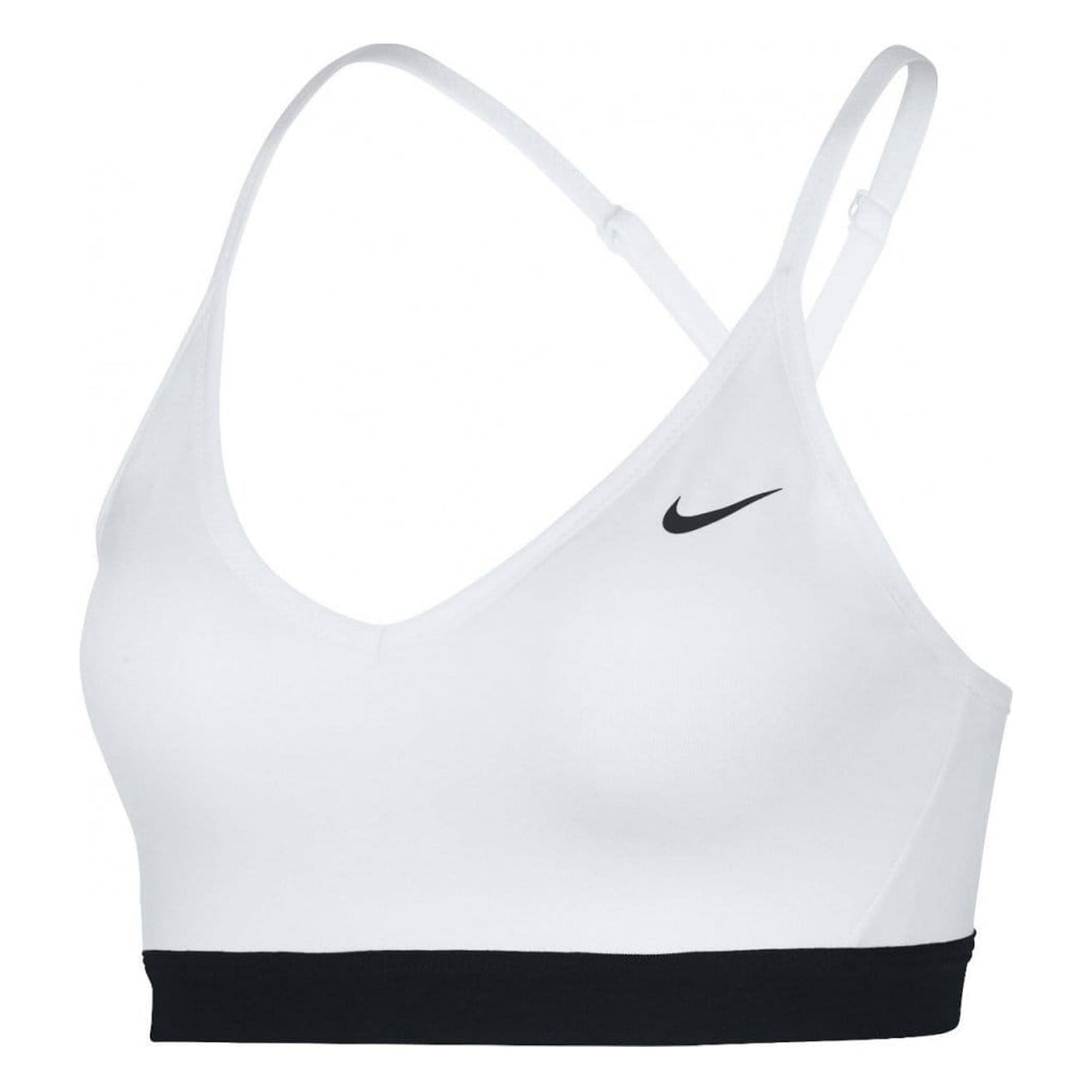 Nike Womens Indy Dri-FIT VNeck Sports Bra White/Black Front