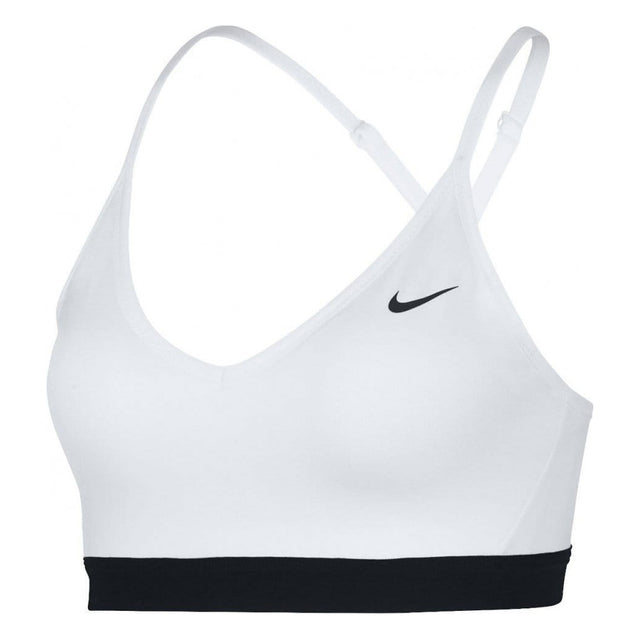 Nike Womens Indy Dri-FIT VNeck Sports Bra White/Black Front