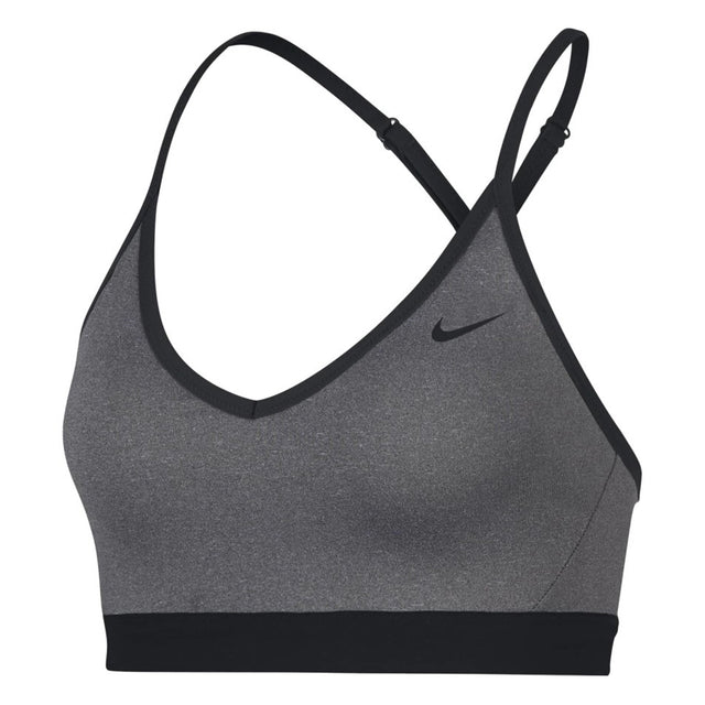 Nike Womens Indy DriFIT VNeck Sports Bra Carbon Heather/Black Front