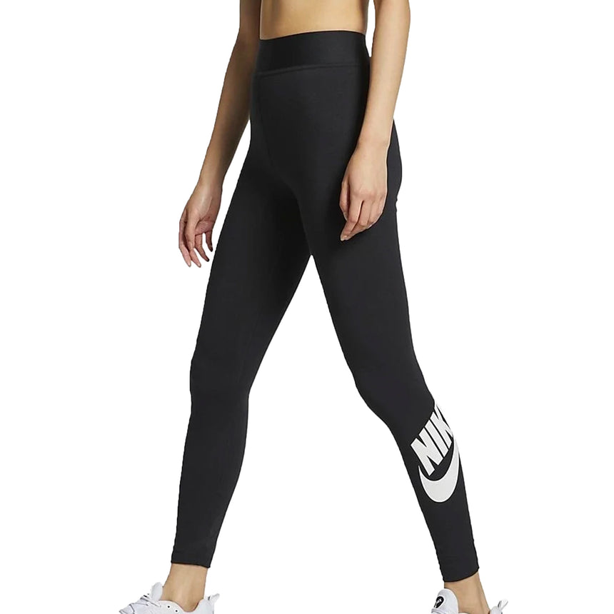 Nike Womens LegASee High Waist Tights Black/White Front