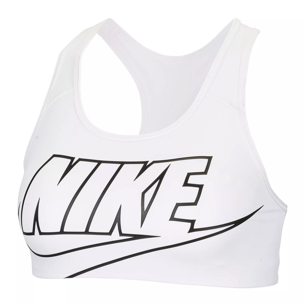 Nike Womens Swoosh Sports Bra White/Black Front