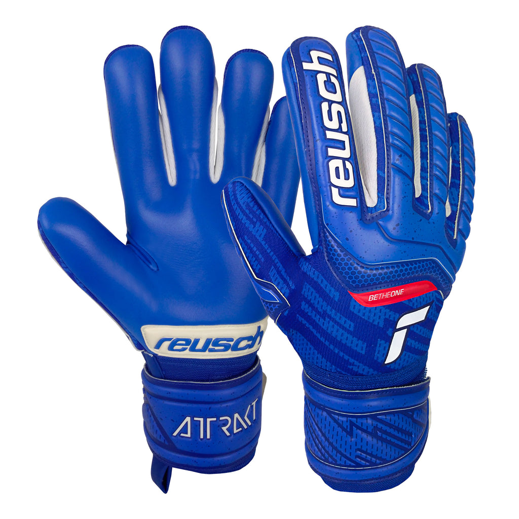 Reusch Mens Goalkeeper Attrakt Grip Evolution Gloves Blue/White Front