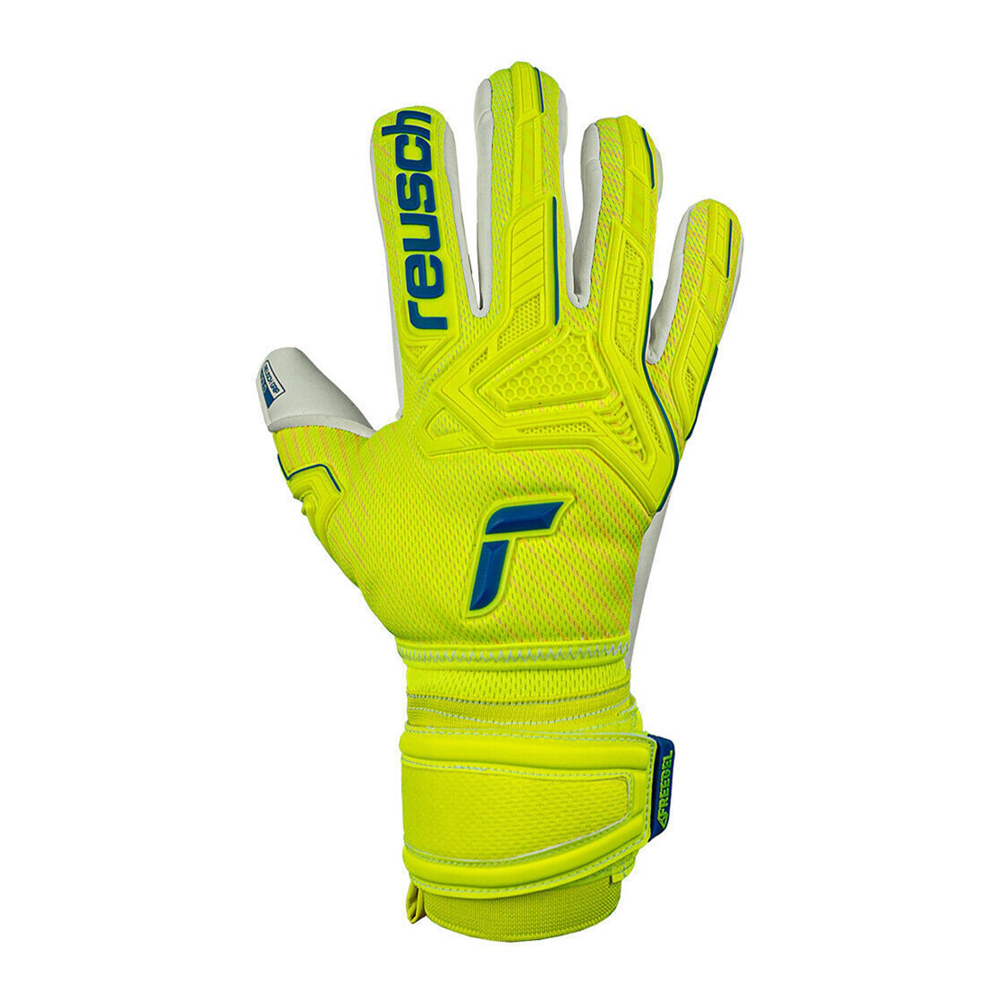 Reusch Men's Attrakt Resist Fingersave Goalkeeper Gloves Yellow/Blue/W