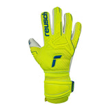 Reusch Mens Goalkeeper Attrakt Resist Finger Support Gloves Yellow/Blue/White Left