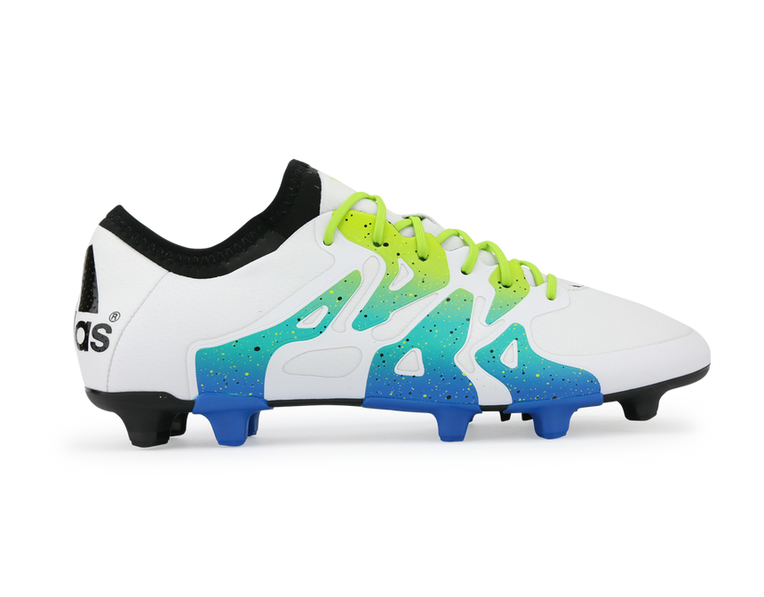 adidas Men's X 15.1 FG/AG White/Solar Slime/Blue – Azteca Soccer