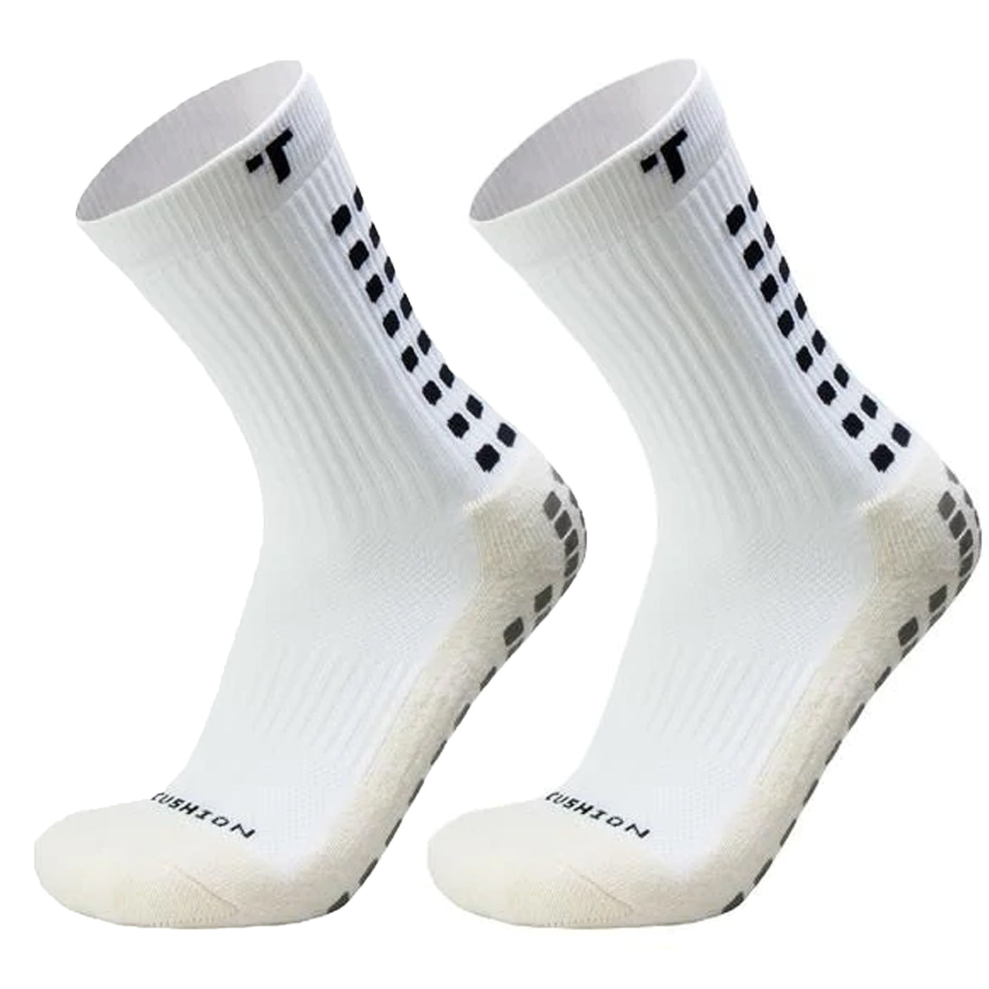TRUsox 3.0 Mid-Calf Cushioned Grip Socks White/Black - S