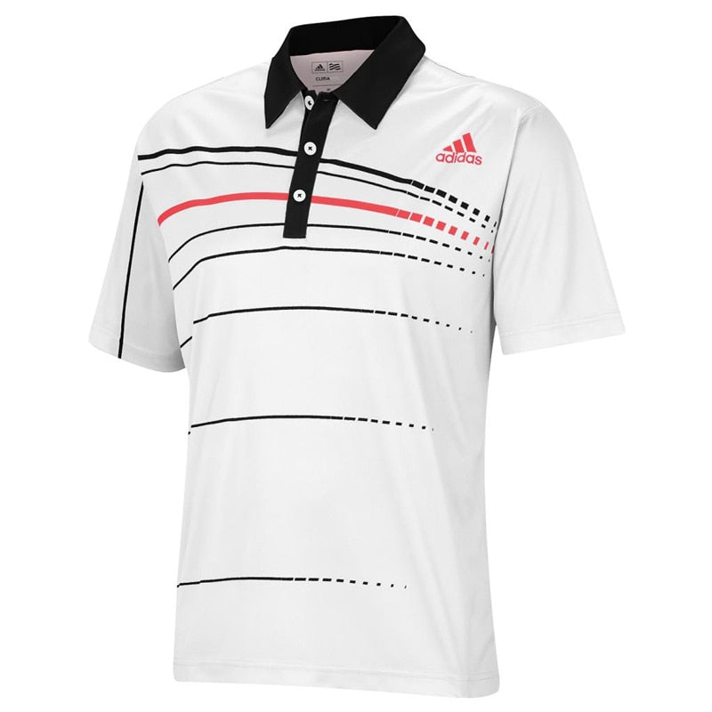 adidas Men's Golf PGA Championship Polo Shirt White/Black/Bright Coral