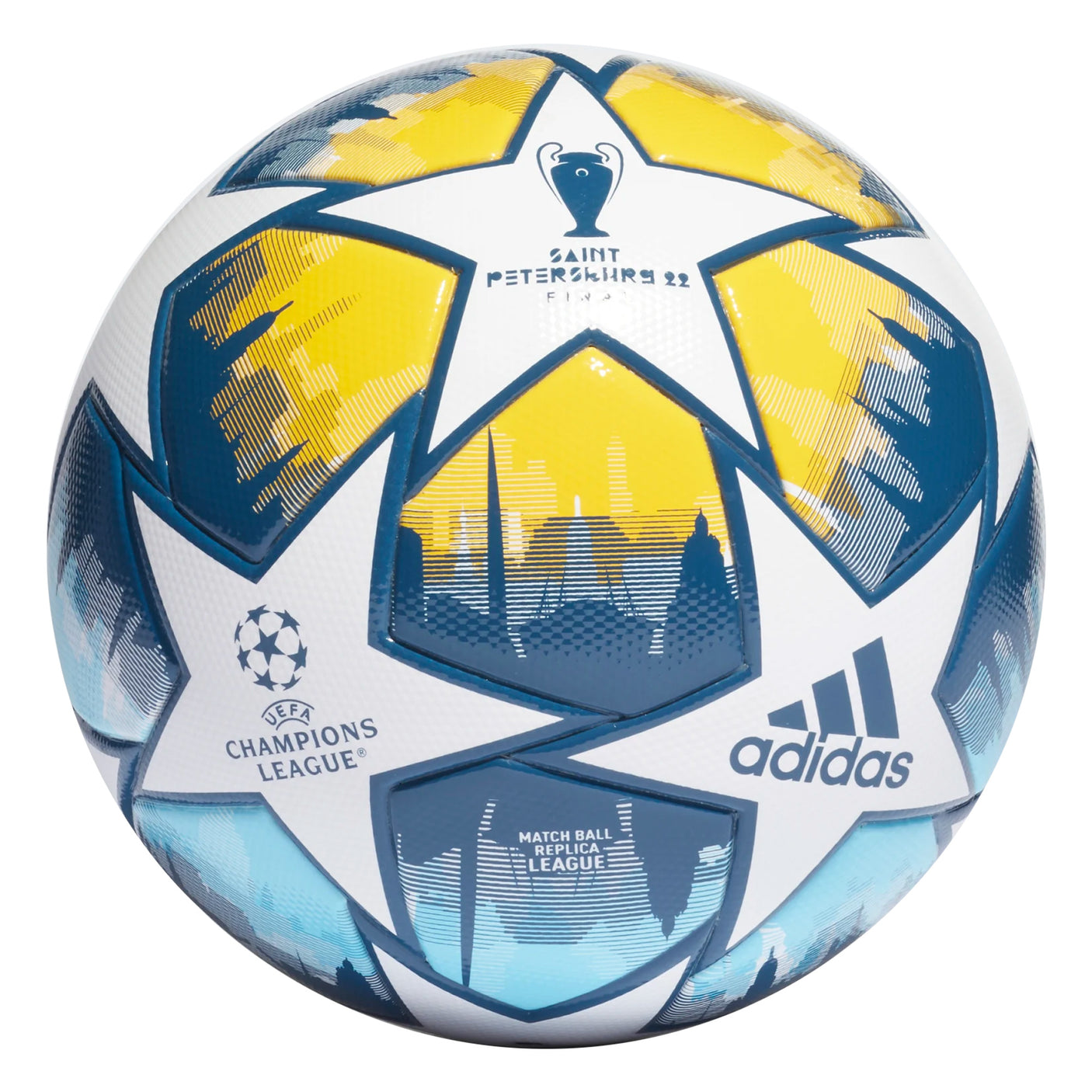 adidas Finale 22 UCL League Ball Blue/Gold/White Front