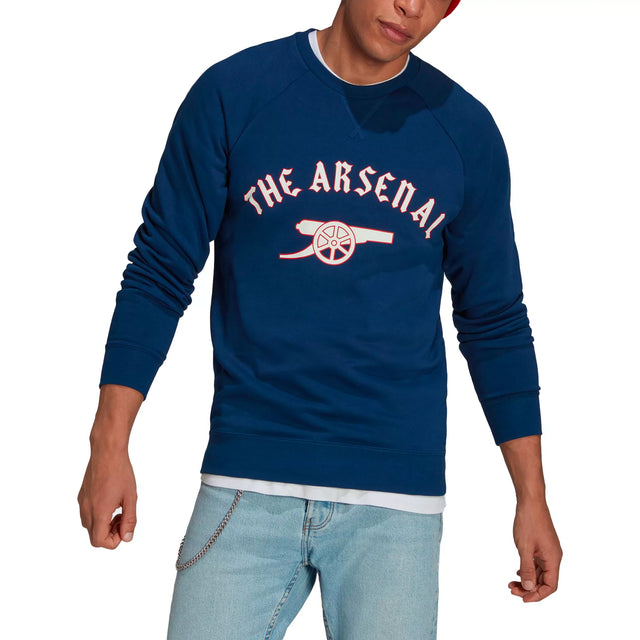 adidas Mens Arsenal Sweatshirt Mystery Blue Front