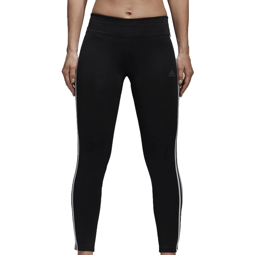 adidas Womens Design 2 Move ClimaLite 3Stripes Tights Black/White Front