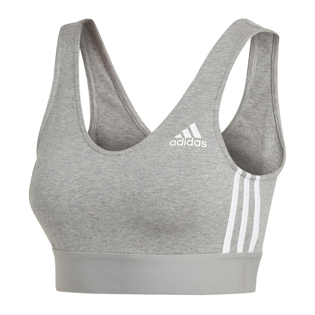 adidas Womens Must Have 3Stripes Sports Bra Grey Front