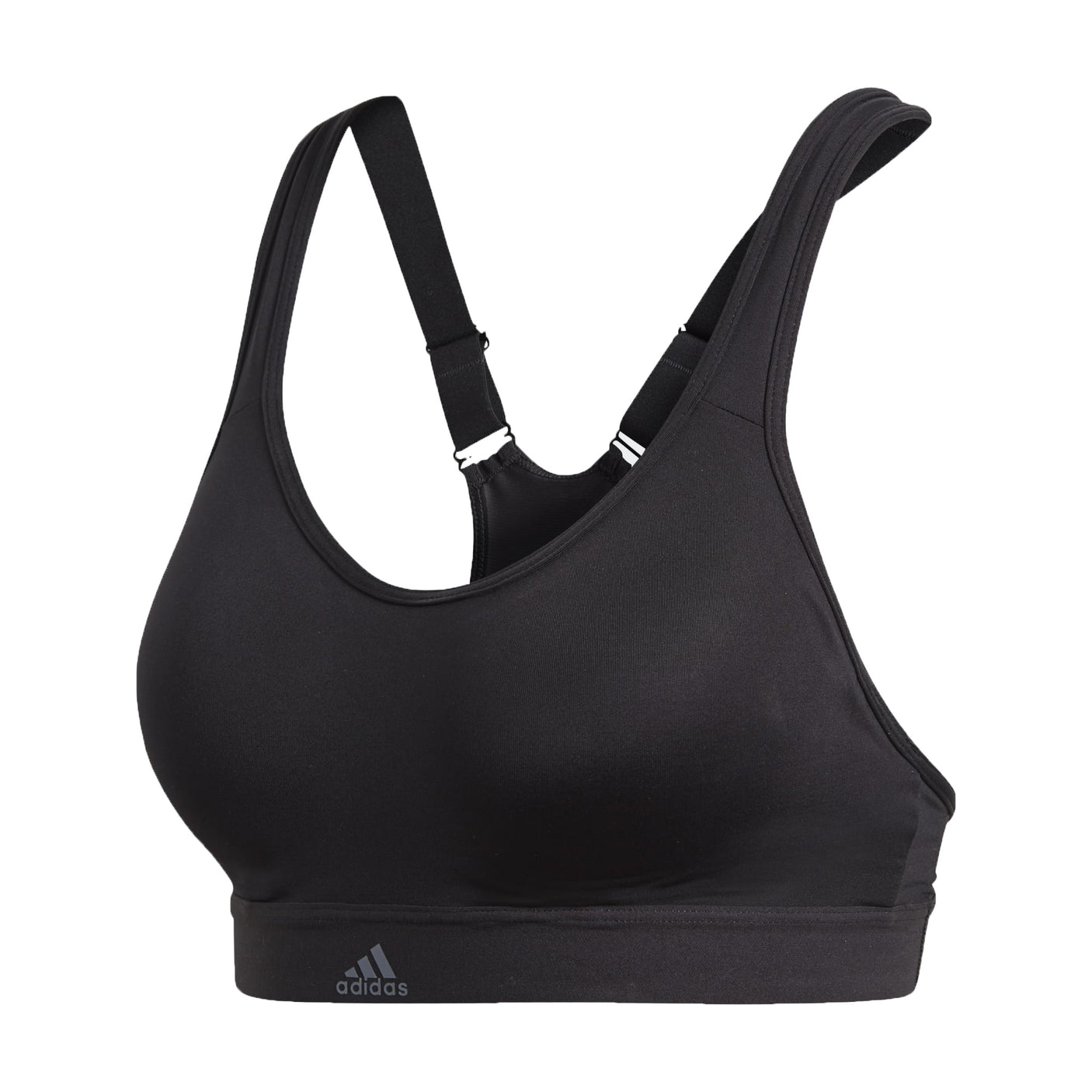 adidas Womens Stronger For It Racer Sports Bra Black Front
