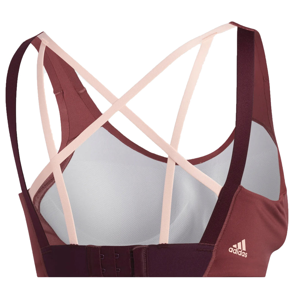 adidas Womens Stronger For It Racer Sports Bra Red/Maroon Back