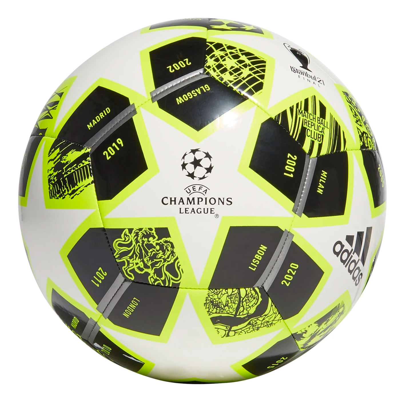 adidas Finale 21 20th Anniversary UCL Club Ball Yellow/White UEFA logo