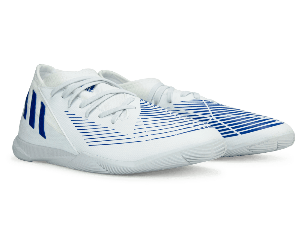 adidas Kids Predator Edge.3 Indoor Soccer Shoes White/Blue Together