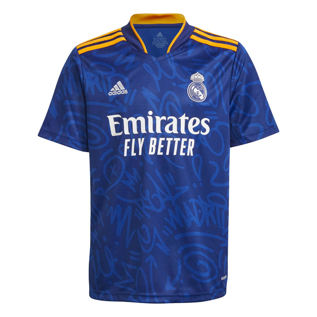 adidas Kids Real Madrid 2021/22 Away Jersey Blue/Orange Front