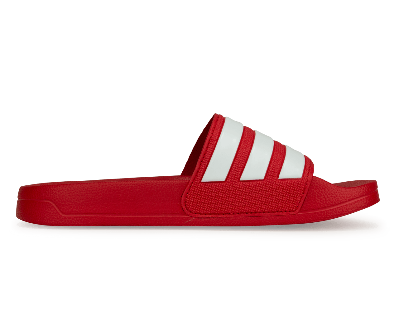 adidas Men's Adilette 3-Stripe Shower Slides Red/White Side