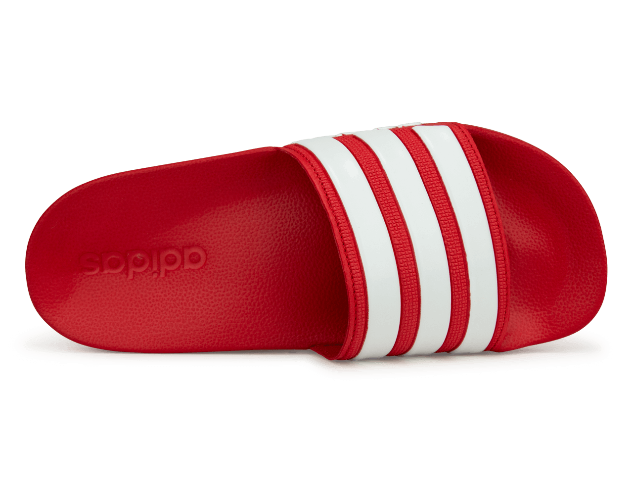 adidas Men's Adilette 3-Stripe Shower Slides Red/White Sole