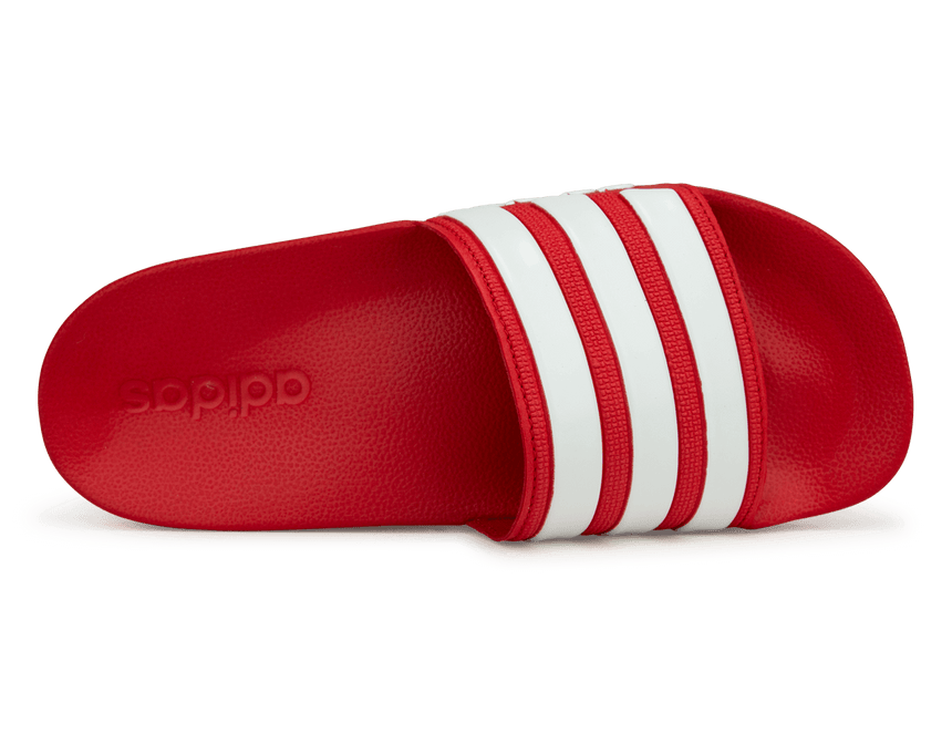 adidas Men's Adilette 3-Stripe Shower Slides Red/White Sole