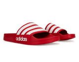 adidas Men's Adilette 3-Stripe Shower Slides Red/White Together