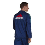 adidas Men's Arsenal 2021/22 Icons Woven Jacket Mystery Blue/Red Back