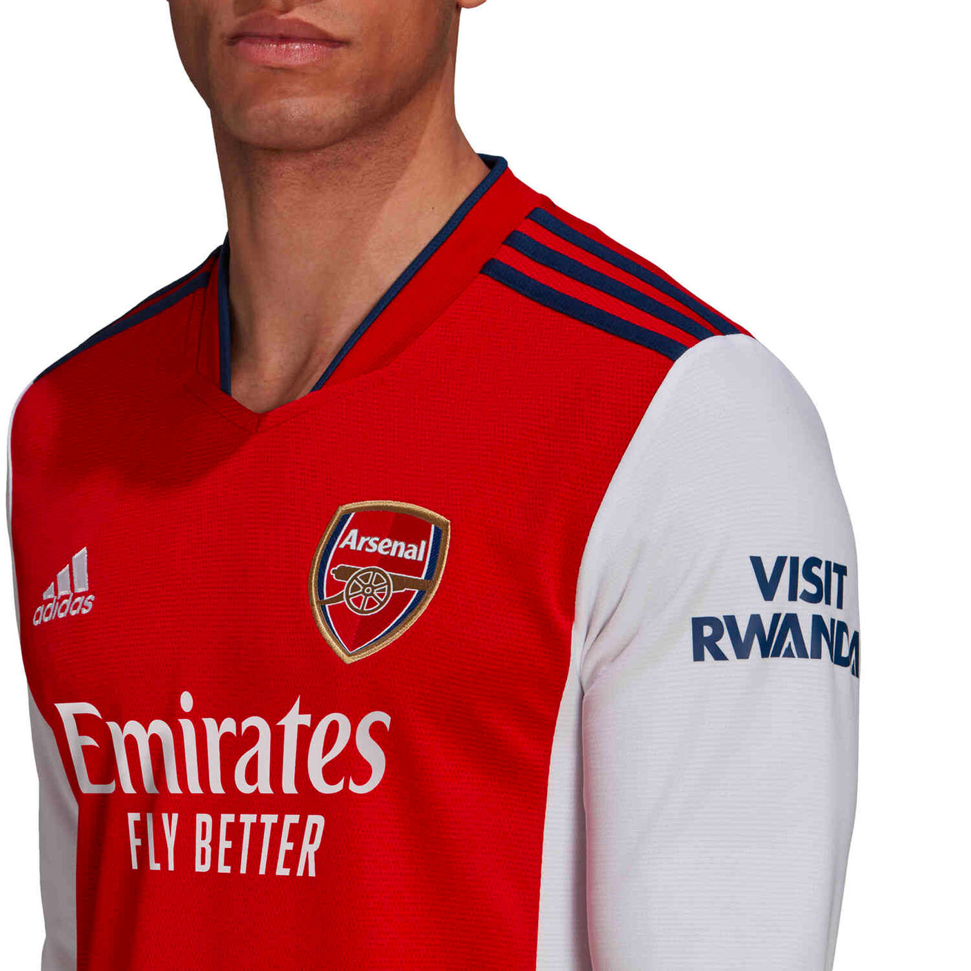 adidas Men's Arsenal 2021/22 Long Sleeve Home Jersey Red/White Shield